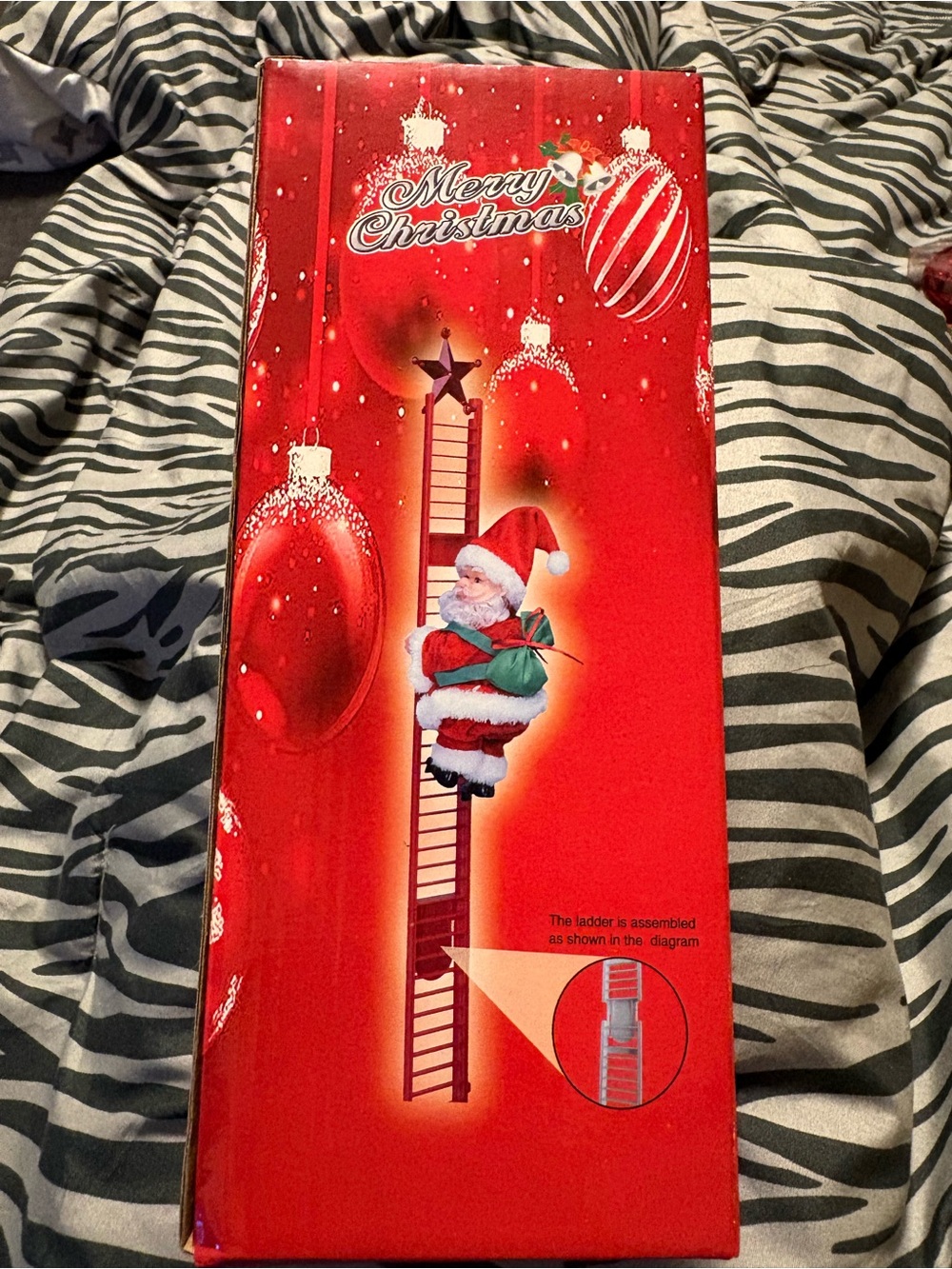 Christmas Santa Climbing Ladder Holiday Decoration  - Red